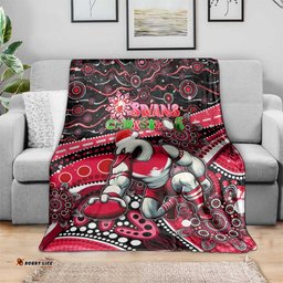 Merry Christmas AFL Swans Blanket Aboriginal Santa Football Mascot