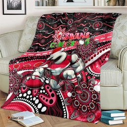 Merry Christmas AFL Swans Blanket Aboriginal Santa Football Mascot