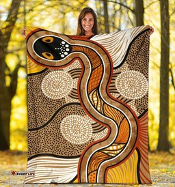 Australia Aboriginal Inspired Blanket - Indigenous Snake Vintage Stye