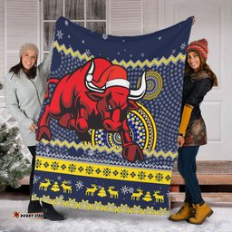 North Queensland Cowboys Premium Blanket - Australia Ugly Xmas With Aboriginal Patterns For Die Hard Fans