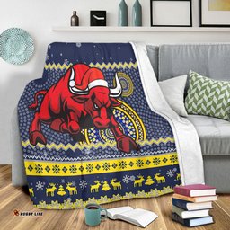 North Queensland Cowboys Premium Blanket - Australia Ugly Xmas With Aboriginal Patterns For Die Hard Fans