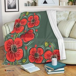 Australia Aboriginal Blanket - Aboriginal Style Australian Poppy Flower Background Blanket