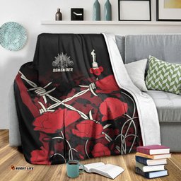 vibehoodie blanket anzac day camouflage poppy barbed wire premium blanket