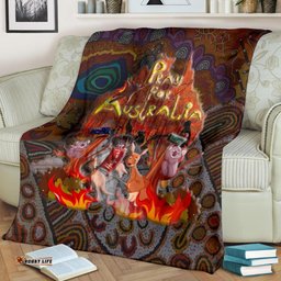 Pray For Australia Premium Blanket Aboriginal Pattern Love Australia