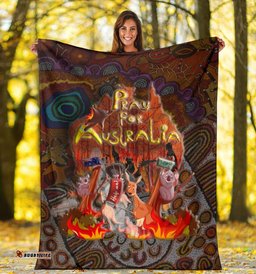 Pray For Australia Premium Blanket Aboriginal Pattern Love Australia