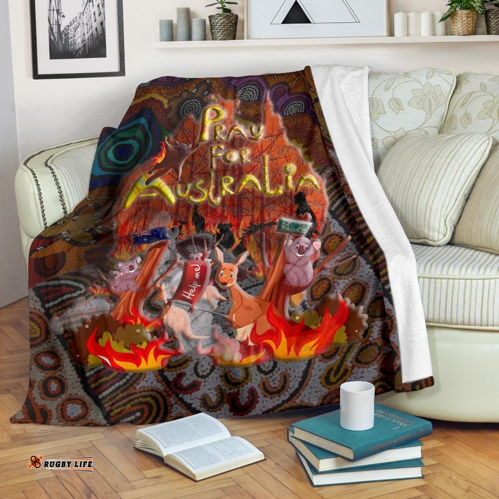 Pray For Australia Premium Blanket Aboriginal Pattern Love Australia