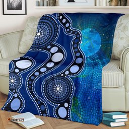 aboriginal premium blanket australia indigenous flag circle dot painting art blue