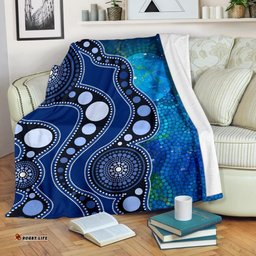 aboriginal premium blanket australia indigenous flag circle dot painting art blue