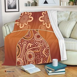 Australia Aboriginal Blanket - Brown Kangaroo In Aboriginal Dot Art Blanket