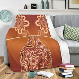 Australia Aboriginal Blanket - Brown Kangaroo In Aboriginal Dot Art Blanket