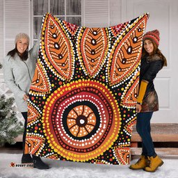 Australia Aboriginal Blanket - Beautiful Dotted Leaves Aboriginal Art Background Blanket