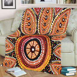 Australia Aboriginal Blanket - Beautiful Dotted Leaves Aboriginal Art Background Blanket