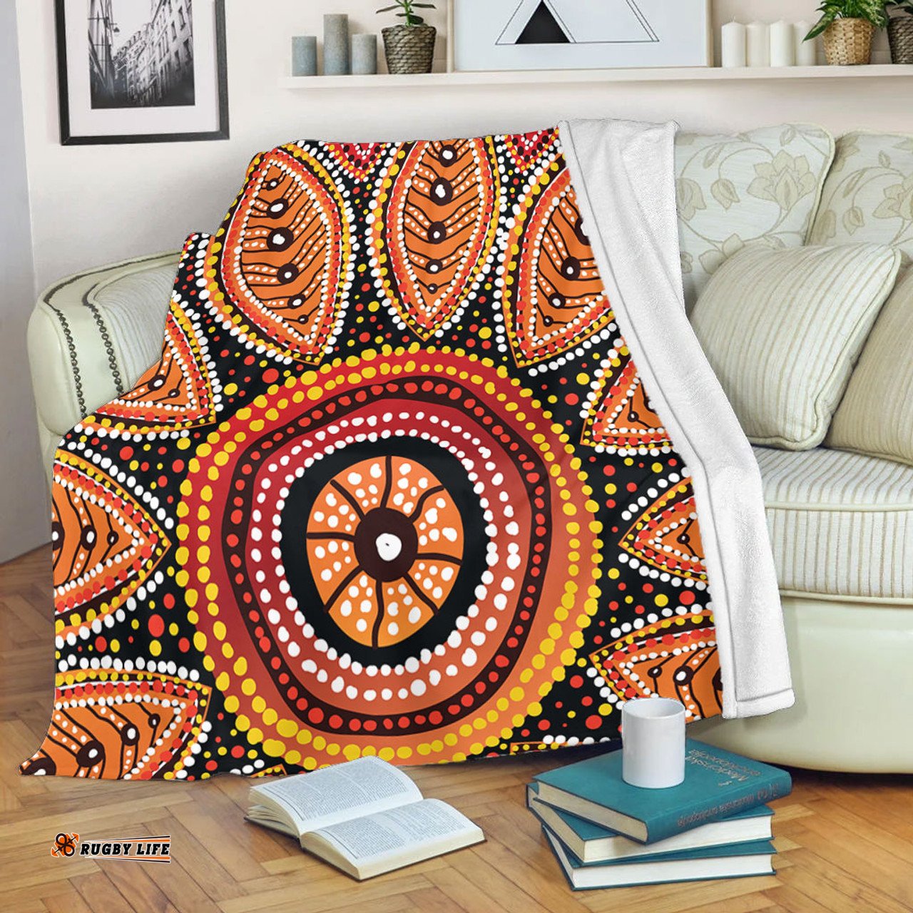 Australia Aboriginal Blanket - Beautiful Dotted Leaves Aboriginal Art Background Blanket