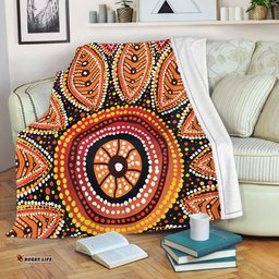Australia Aboriginal Blanket - Beautiful Dotted Leaves Aboriginal Art Background Blanket