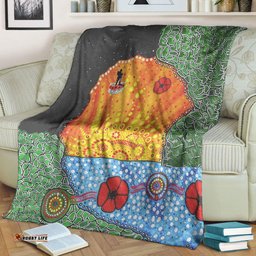 vibehoodie blanket aboriginal australian anzac day lest we forget poppy premium blanket