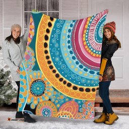 Australia Aboriginal Blanket - Colorful Pattern And Dots Art Blanket