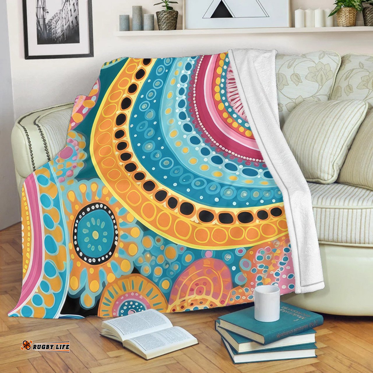Australia Aboriginal Blanket - Colorful Pattern And Dots Art Blanket