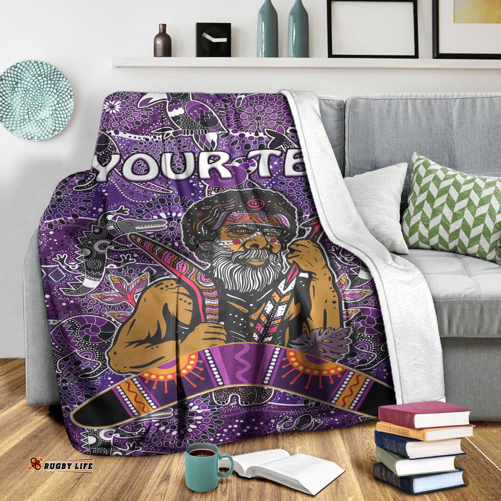 Custom Personalised Australian Boomerang Premium Blanket Indigenous Australia Graceful Ver.02
