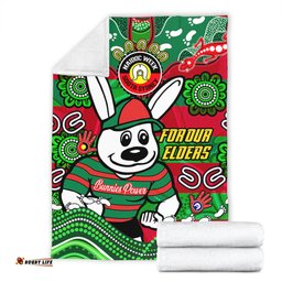 South Sydney Rabbitohs Custom Blanket - For Our Elders Home Jersey Blanket
