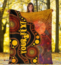 Custom Text Aboriginal premium Blanket Australia Indigenous Flag Circle Dot Painting Art Golden
