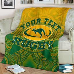 Custom Aboriginal Premium Blanket, Australia Rugby and Coat Of Arms