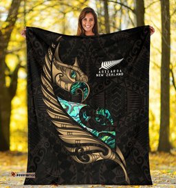 new zealand premium blanket manaia paua fern wing gold