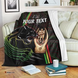custom personalised panthers rugby permium blanket the riff 2022 premiers aboriginal art