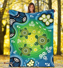 Premium Blanket Indigenous Green Turtle