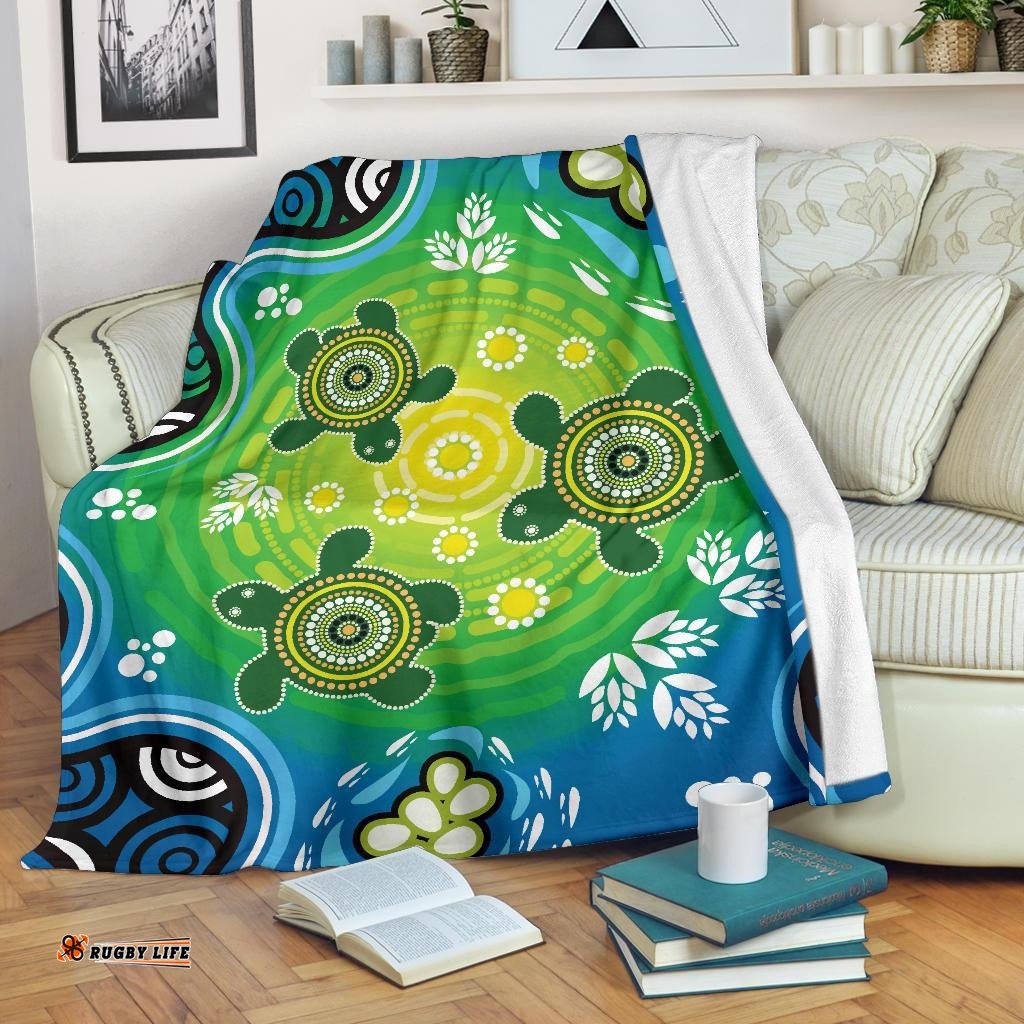 Premium Blanket Indigenous Green Turtle