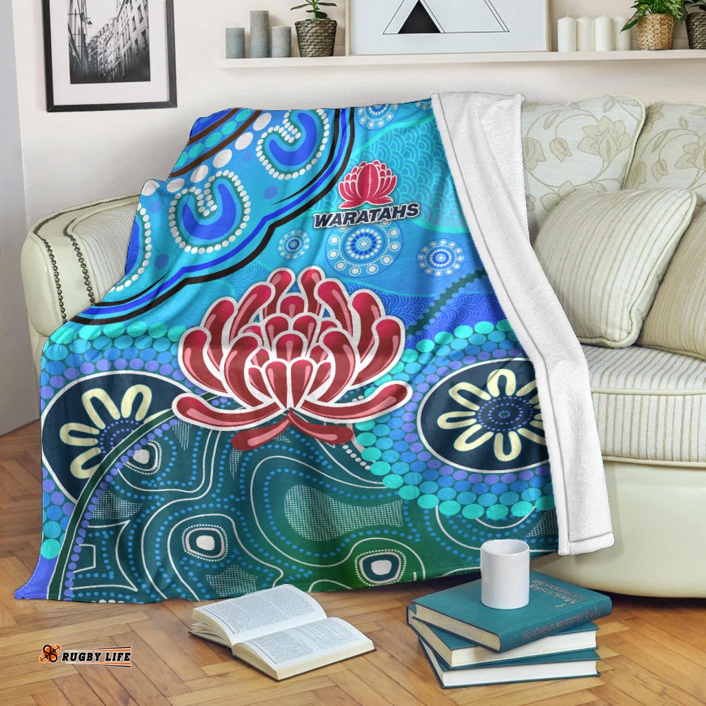 New South Wales Waratahs Aboriginal Premium Blanket Indigenous Wave Vibes