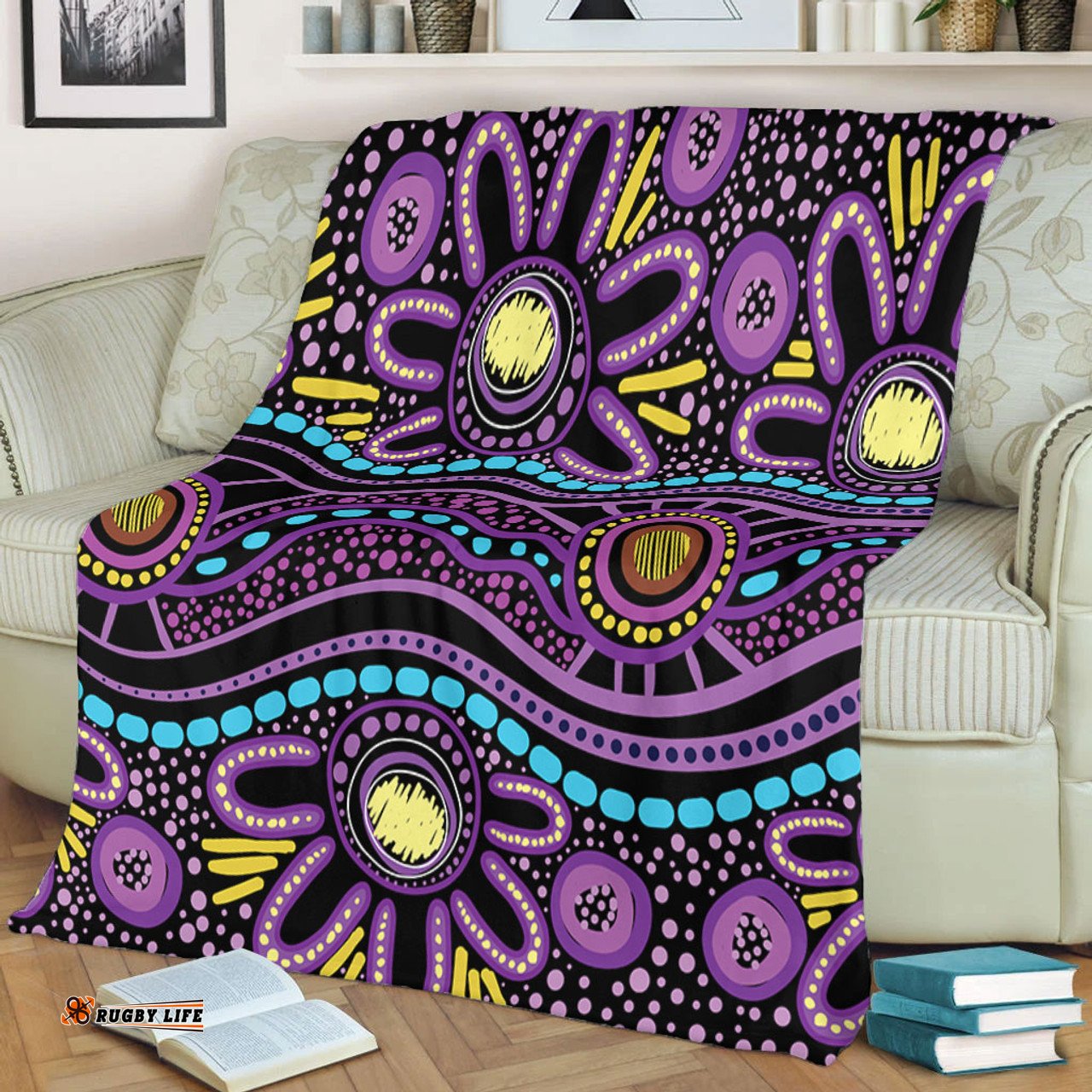 Australia Aboriginal Blanket - Purple Dot In Aboriginal Style Blanket