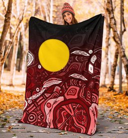 Aboriginal Premium Blanket Red Landscape