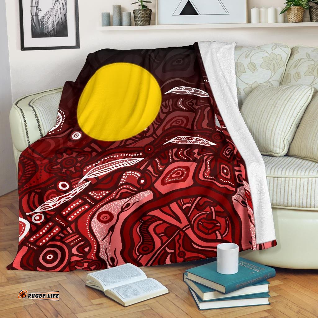 Aboriginal Premium Blanket Red Landscape
