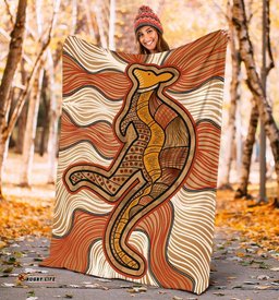 Aboriginal Premium Blanket Indigenous Kangaroo Vintage Stye