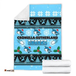Cronulla-Sutherland Sharks Christmas Blanket - Cronulla-Sutherland Sharks Special Ugly Christmas Blanket