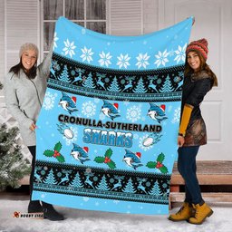 Cronulla-Sutherland Sharks Christmas Blanket - Cronulla-Sutherland Sharks Special Ugly Christmas Blanket