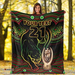 custom personalised penrith panthers rugby premium blanket black crouching panther premiers 2022