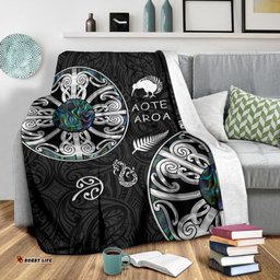 New Zealand Aotearoa Premium Blanket, Maori Mangopare Paua Shell