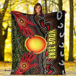 Custom Personalised Aboriginal Dot Painting Premium Blanket Go To Touch The Sun