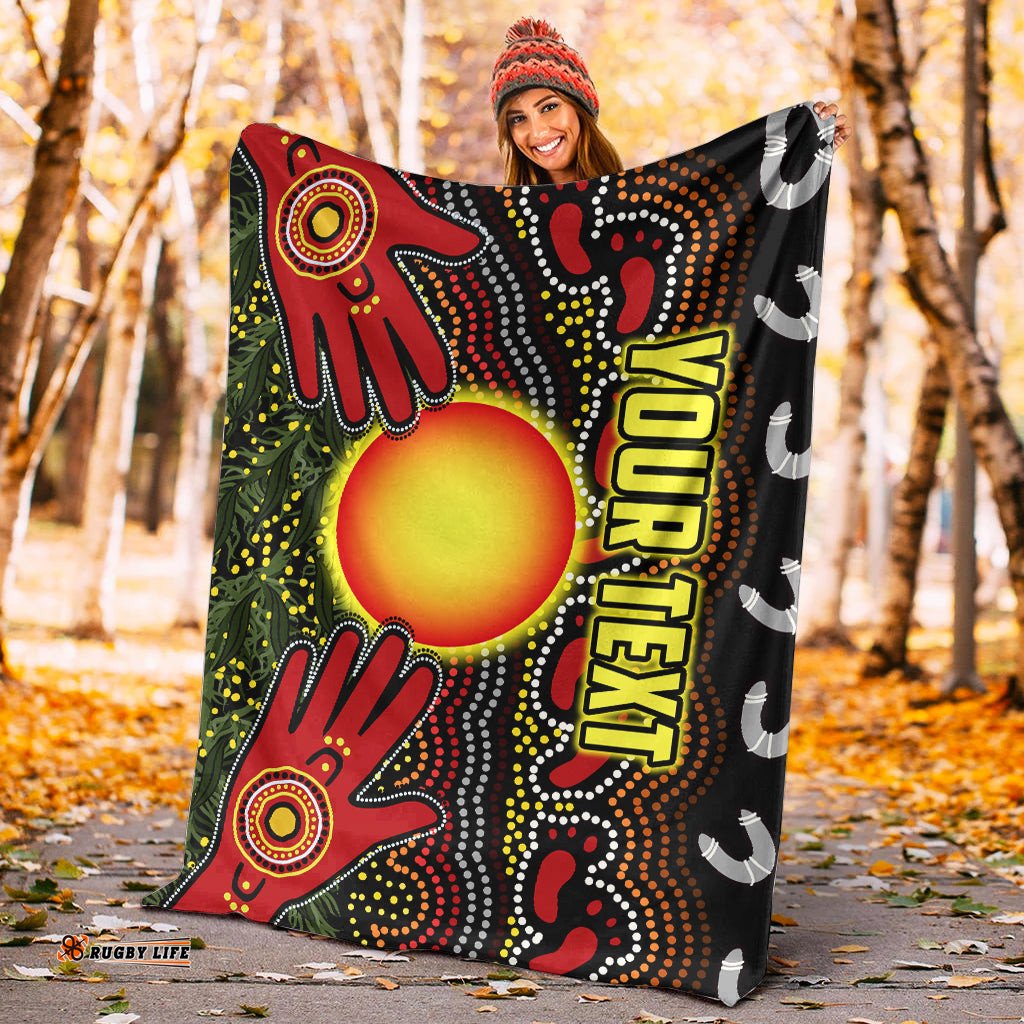 Custom Personalised Aboriginal Dot Painting Premium Blanket Go To Touch The Sun