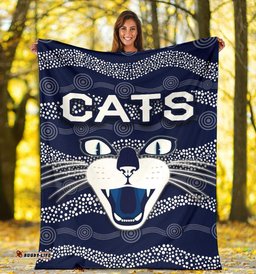 Geelong Premium Blanket Cats Indigenous Navy