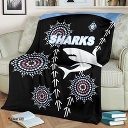 cronulla premium blanket sharks simple indigenous black
