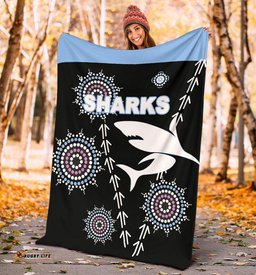 cronulla premium blanket sharks simple indigenous black
