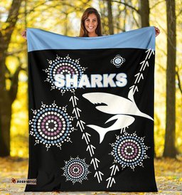 cronulla premium blanket sharks simple indigenous black