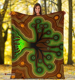 Aboriginal Premium Blanket Tree Dot Painting Art