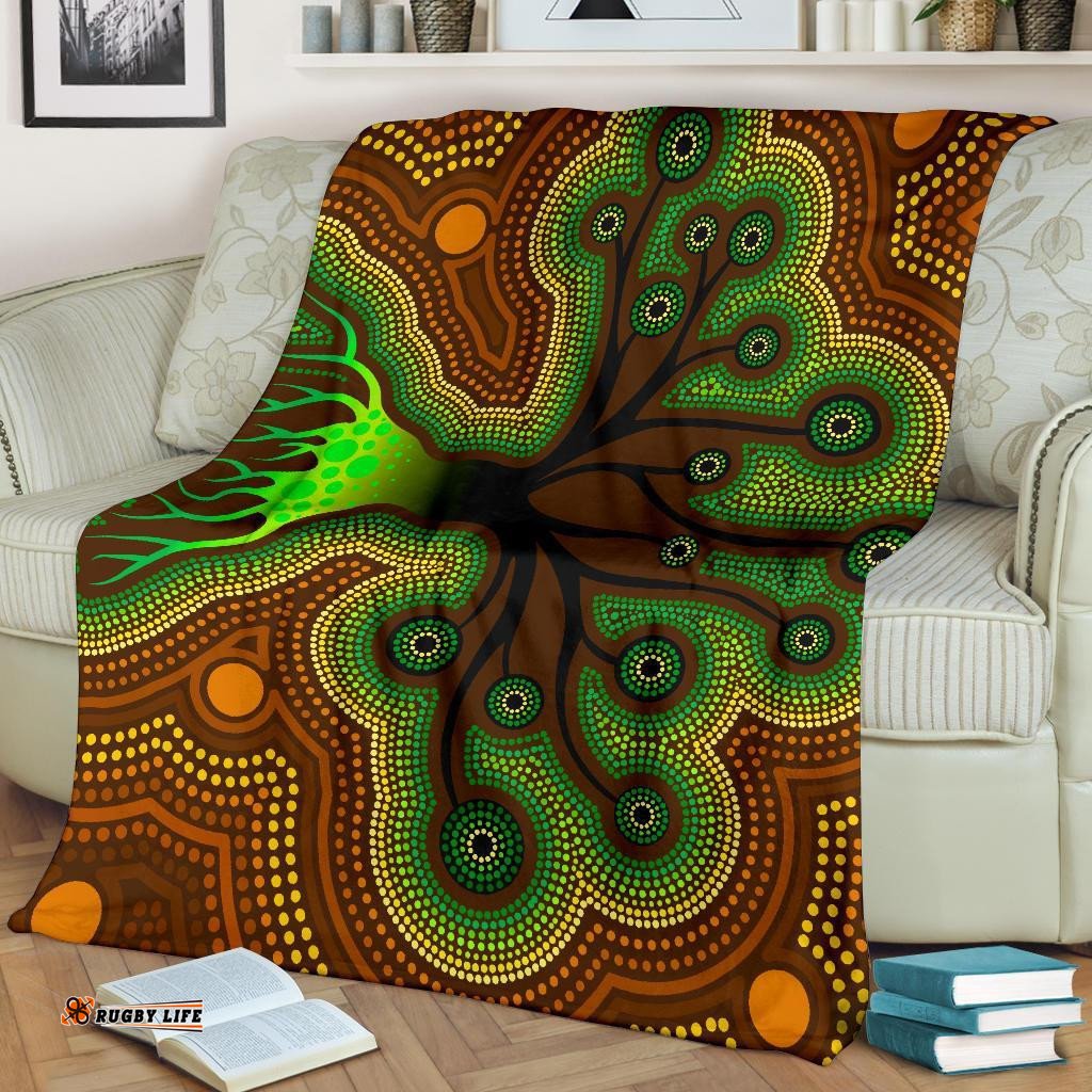Aboriginal Premium Blanket Tree Dot Painting Art