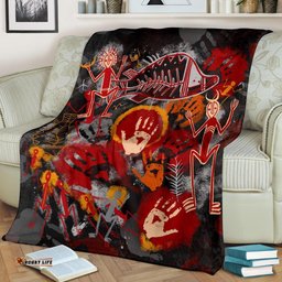 Aboriginal Premium Blanket Indigenous Fish Hand Art