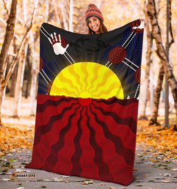 Australia Aboriginal Inspired Blanket - Aboriginal Inspired Life Style  Flag Sun Dot Painting
