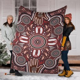 Australia Aboriginal Inspired Blanket - Dot Aboriginal Style Of Painting With Hands