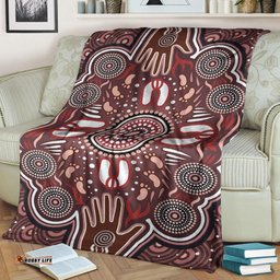 Australia Aboriginal Inspired Blanket - Dot Aboriginal Style Of Painting With Hands